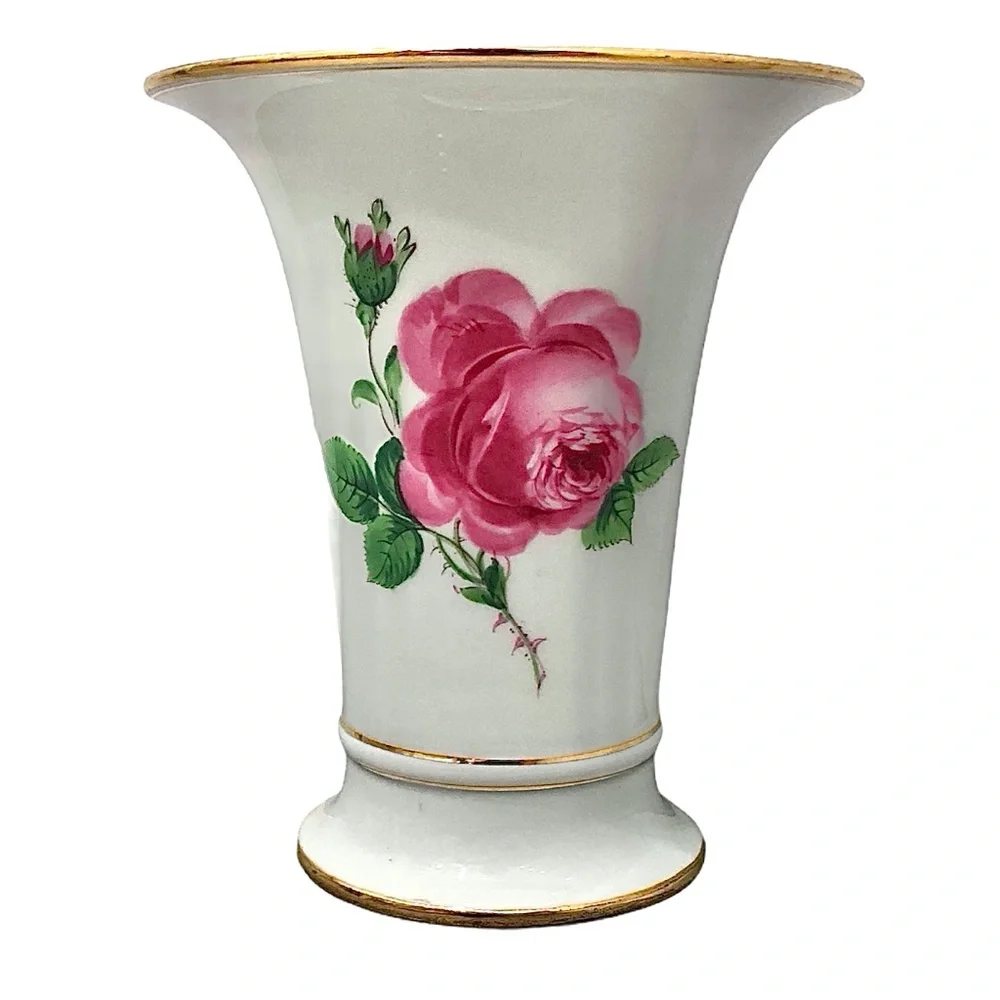VINTAGE MEISSEN PORCELAIN ROSE VASE #Q22(6)